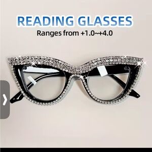 Black Rhinestone Cat Eye Reading Glasses